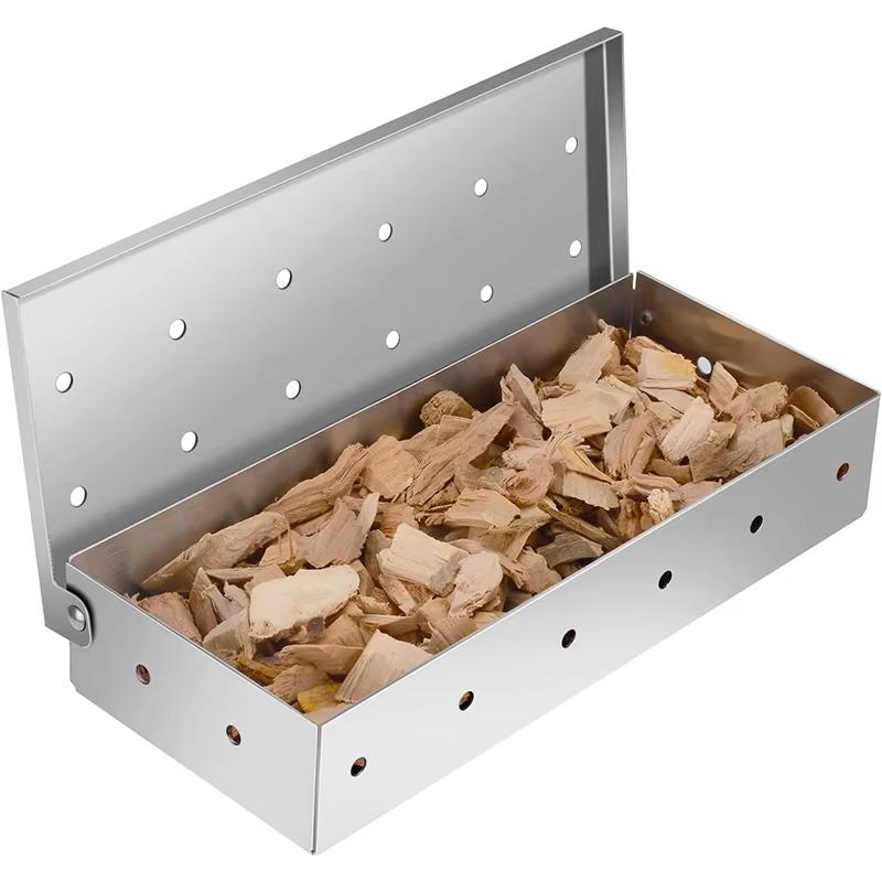 BBQ Flavor Stainless Steel Smoker Box for Barbecue Grill Charcoal Grills Stainless Steel BBQ Grill Accessories Grill Master Gift