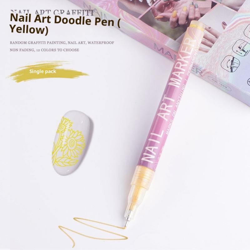 

1/12Pcs 0.5MM Color Nail Art Pens Waterproof Quick-Drying Nail Polish Pen Kit Nail Art Drawing Pen DIY Nail Decoration Tool