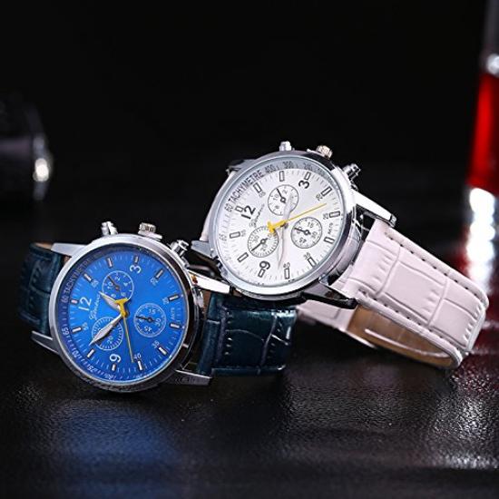 ZooooM Men's Chronograph Watch with Colorful Dial and Crocodile-Embossed Leather Strap, Perfect for Casual, Business, or Formal Wear (Black)