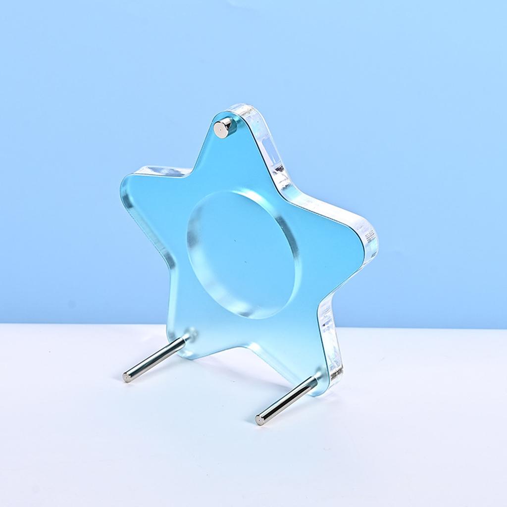 Aesthetic Gradient Color Stars Acrylic Round Metal Badge Holder Anime Character Souvenir Badge Display Storage Dustproof Stand