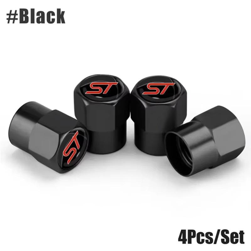 4Pcs/Set ST Emblem Car Wheel Tire Valve Caps Covers Accessories For Ford Focus Kuga Mondeo Transit EcoSport Tierra Explorer