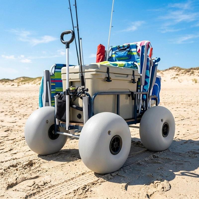 Beach Cart Sand Wheels 16 Inch Beach Balloon Tire PVC Sturdy Wheel for Kayak Trolley Camping Accessories 20.5mm