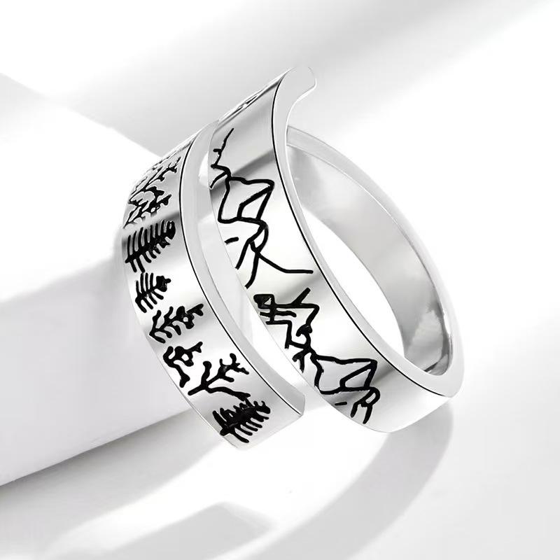 Nordic Style Adjustable Mountain Peak Ring for Women