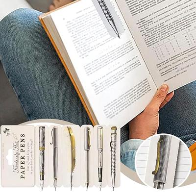 Papierowy długopis zakładka zrywalna kieszonkowa ołówek nowatorska zakładka płaski papierowy długopis czarny tusz zakładka narzędzie do czytania dla miłośników książek pisarz