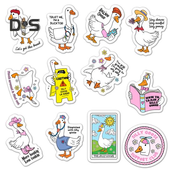 12Pcs Silly Goose Refrigerator Magnet Home Office Kitchen Locker Refrigerator PVC Waterproof Cartoon Animal Magnetic Decoration Ornament