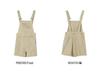 Women's High-Waist Denim Overall Shorts - Casual American Style, Loose Fit, Cuffed Wide Leg Jumpsuit