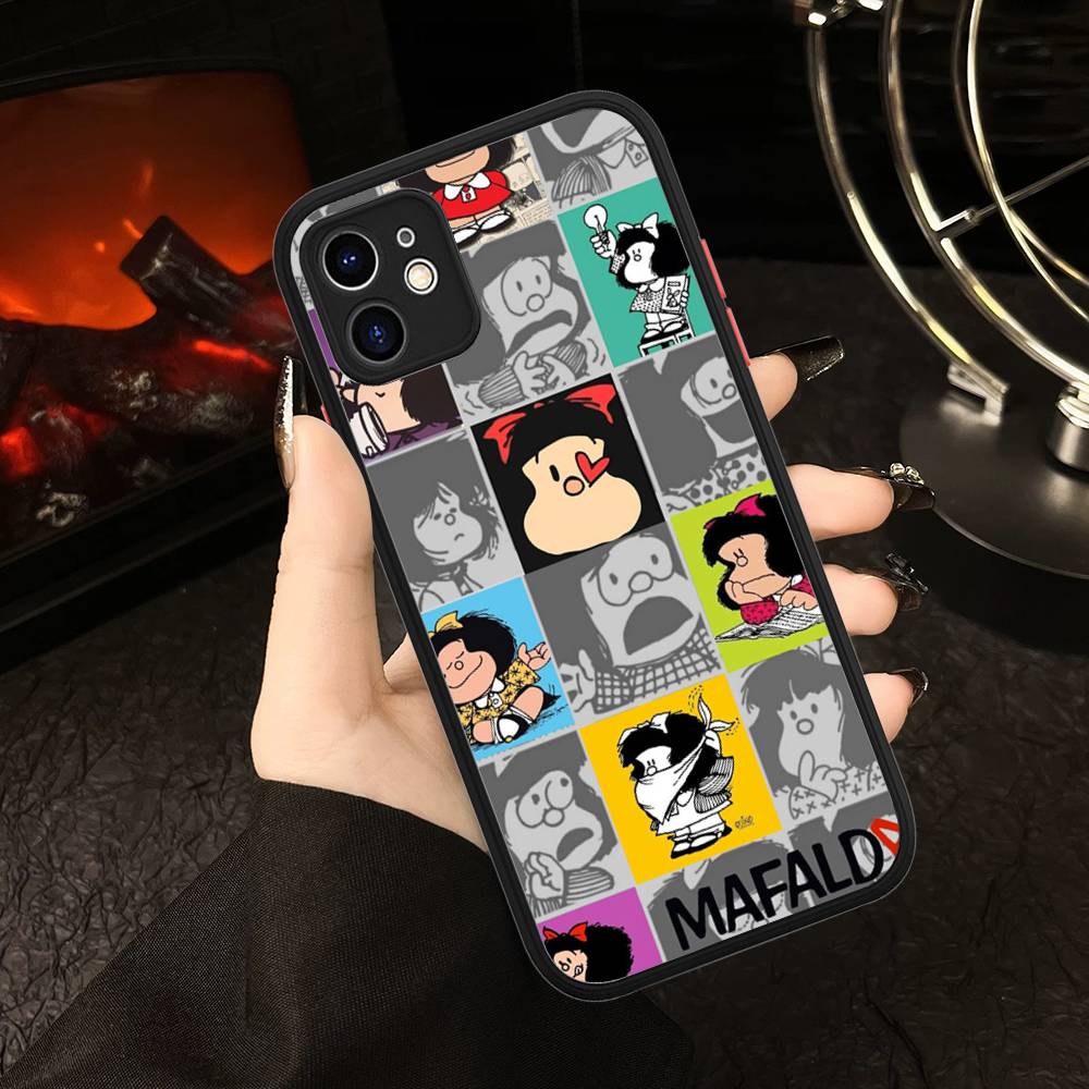 Popular Cartoon M-Mafalda Phone Cases For IPhone 16 15 14 Plus 13 12 11 Pro Max Matte Oft Bumper Phone Cover