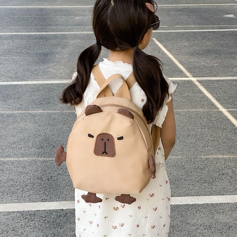Adorable Japanese Cartoon Style Unisex Kids Backpack Featuring Cute Capybara Design