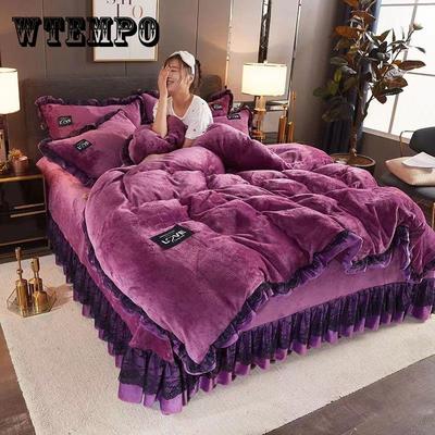 King size/Queen size/Full Size Sheet Quilt Cover Pillowcase Set Thick Cotton Bedroom Simple Bedding High Quality