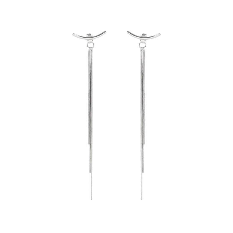 Women Party Cocktail Dangle Long Tassels Hook Drop Shiny  Earrings