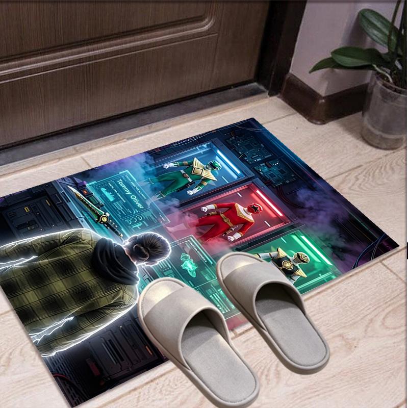 Mighty Morphin Power Rangers Pattern Rug, Indoor/Outdoor Mat, for Picnic, Gameroom, Bedroom, Office, Living Room, Home Decor Carpet, Birthday Gift