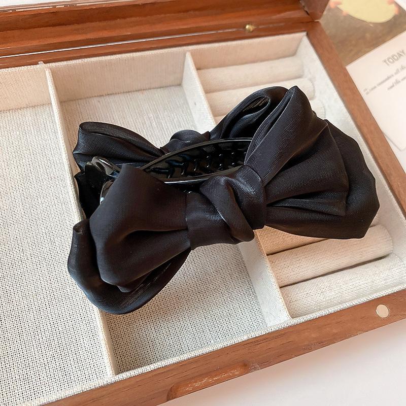 Big Large Satin Bow Ribbon Hair Clip Fashion Elegant Temperament Women Girls Ponytail Clip Ribbon Hair Clips Wedding Hair Accessories Gifts