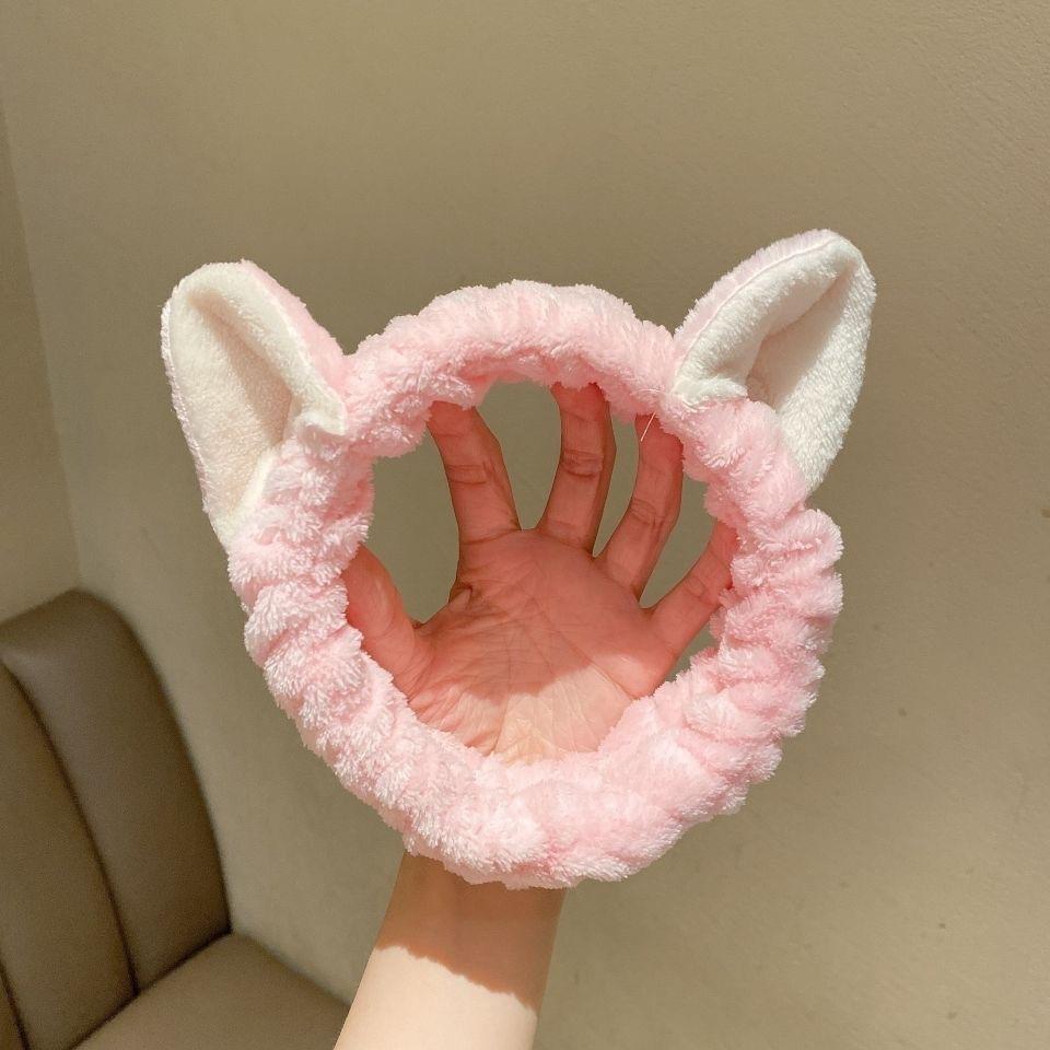 1PC Hairband Cat Coral Plush Headband Cute Soft Hair Bow Headband Hairband Wash Face Makeup Headband Bandage Girl Accessories