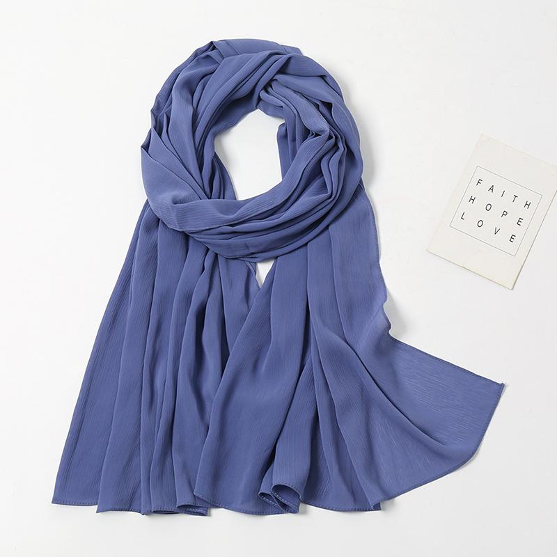 High Quantity Georgette Crepe Hijabs Crinkle Chiffon Scarf Women Muslim Headscarf Fashion Long Shawls Headband 180*70Cm