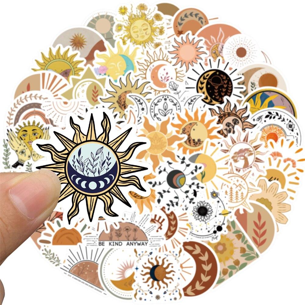 10/50pcs Flowers Sun Stickers Moon Graffiti Stickers for DIY Luggage Laptop Skateboard Motorcycle Bicycle Sticker