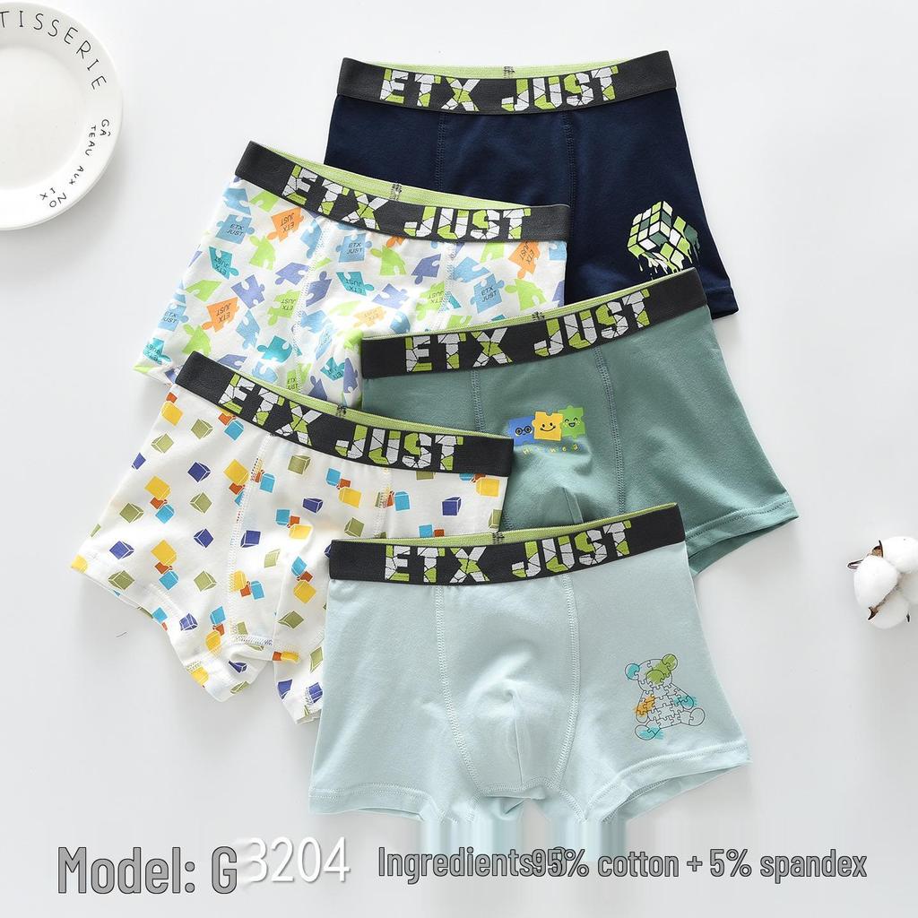 ETX Boys' Cotton Boxer Briefs - Mid-Waist Underwear for Children and Teens