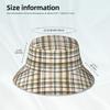 Khaki Coffee Plaid Print Bucket Hat Reversible Multicolored Fisherman Cap Packable Sun Hat for Men and Women