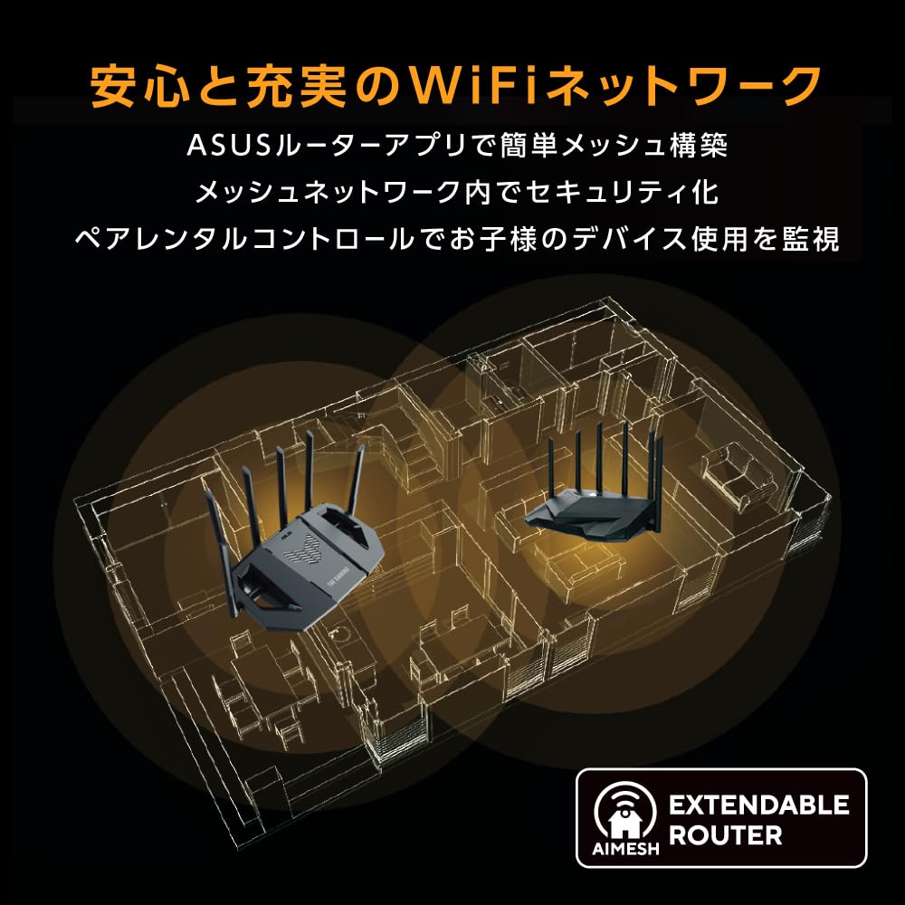[Amazon.co.jp Exclusive] ASUS TUF Gaming BE9400 Wireless Router, the latest standard for Wi-Fi 7 (5764+2882+688Mbps v6 Plus), supports OCN Virtual Con