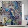 Underwater Mermaid Shower Curtain Ocean Life Design For Bathroom Decor Artistic Seashell Fish Prints Vibrant Colors Watercolor P