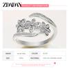 925  Silver Fashion Adjustable Open CZ Flowers Ring For Women Temperament Jewelry Accessories Gift
