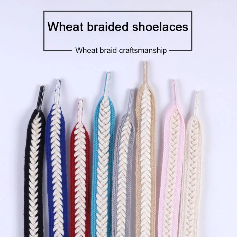 Luxury Flat Braided Rope Shoelaces for Sneaker Twist Cotton Weave Classic Shoe Laces Marshmallow Textured Shoelace for Women Man