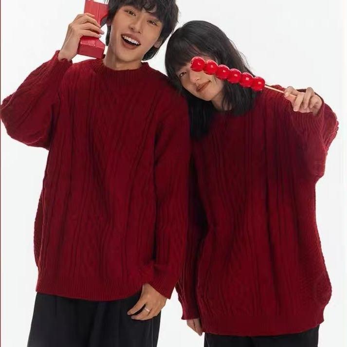 2025 Trendy Korean Couple Sweaters: Autumn/Winter Loose Knit Round Neck for Men & Women, French Style, Hot on Instagram
