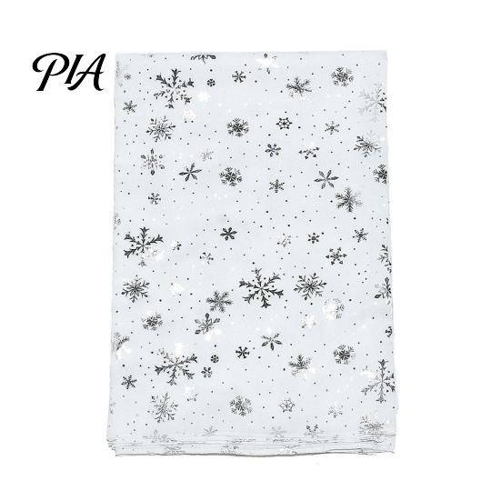 Soft Fabric Winter Gift Glitter Sparkly Foil Snowflake Print Scarf for Women, Christmas Warm Fashionable Neckwear Theme Shawl Wrap, Fall Lightweight