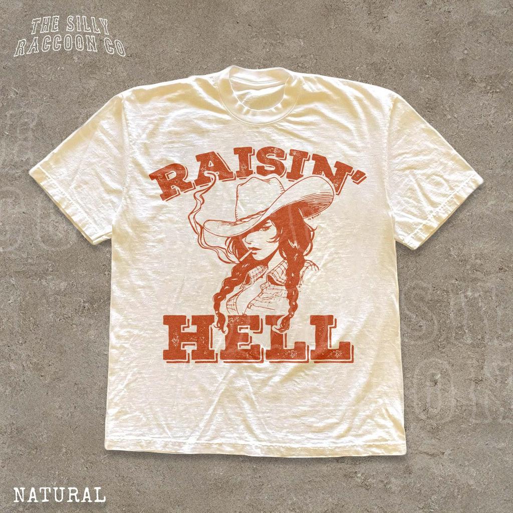 Vintage Cowgirl T-Shirt Raisin Hell Western Graphic Tee: Comfort Colors® Unisex