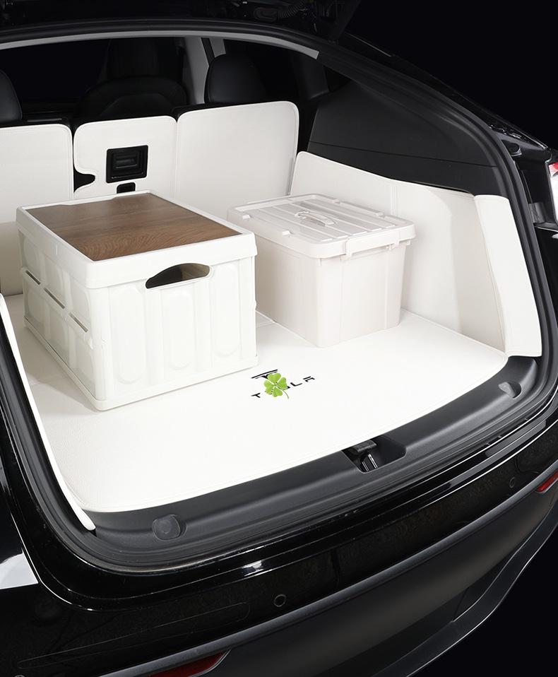 Tesla Model Y/3 Front & Rear Trunk Mats - Leather Style, Full Coverage, Refresh Version