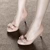 Side Space Sexy Nude High Heels Women's Stiletto Temperament Nude Patent Leather Single Shoes 2025 New Spring and Autumn Bow