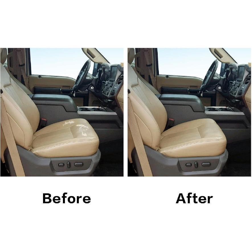 Priprilod Tan Perforated Leather Driver Side Bottom Replacement Seat Cover Compatible with Ford F250 F350 F450 F550 Lariat 2011 2012 2013 2014 2015