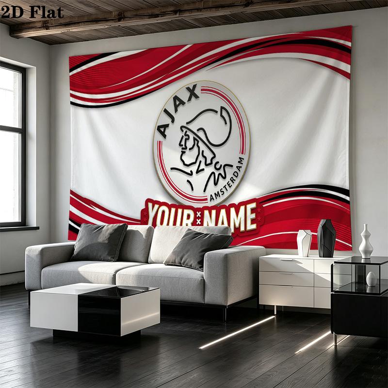 Custom Name AFC Ajax Printed Tapestry – Wall Hanging for Bedrooms, Dorms, and Home Decor