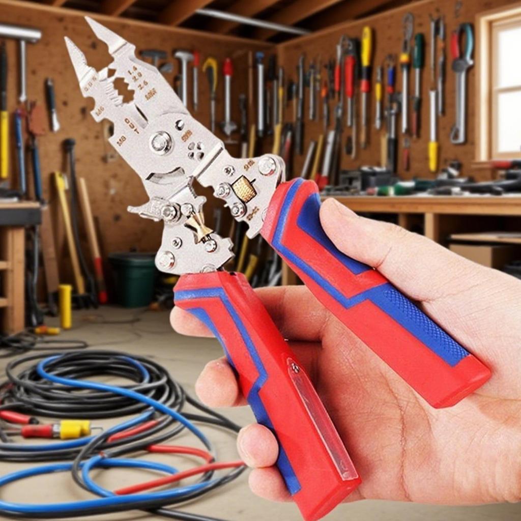 Foldable Wire Stripper with Electrical Test Crimper Cable Cutter Pliers Electrician Cable Cutting Wiring Pulling Stripping Tools