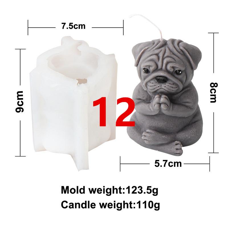 Yoga Animal Silicone Mold 3D Pug Prayer Meditating Rabbit Mould Praying Turtle DIY Mold Scented Candle Pet Plaster Resin Mold