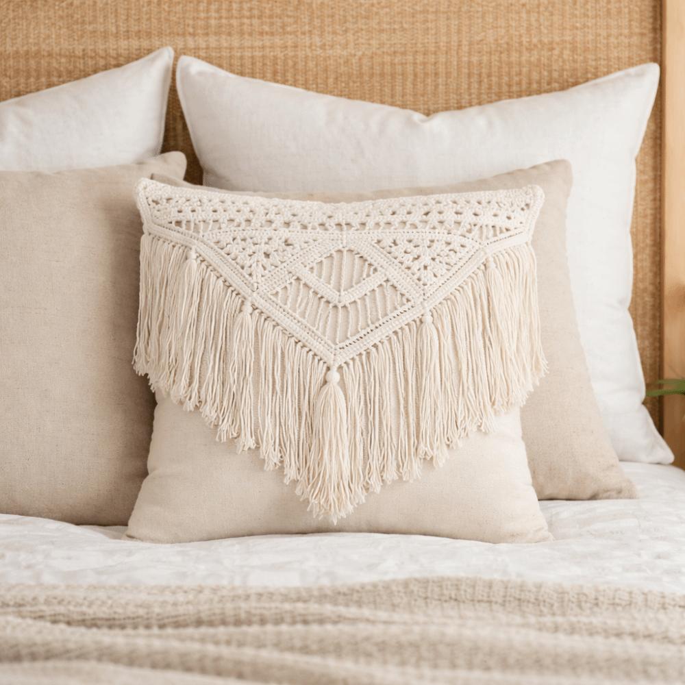 with Tassel Knitted Pillow Case Pastoral Pillowslip Bohemian Macrame Pillow Cover  Bedroom