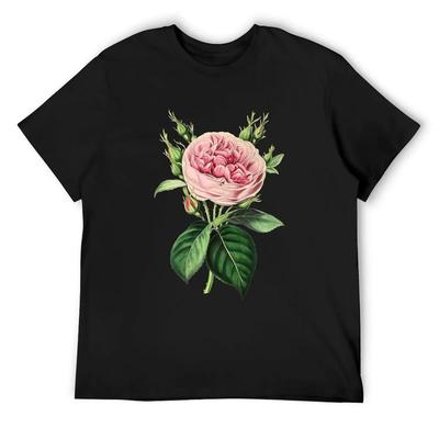 Pink Rose Vintage Aesthetic Botanical Floral Flowers T-Shirt Oversized T Shirt Quick-drying Mens Big and Tall T Shirts