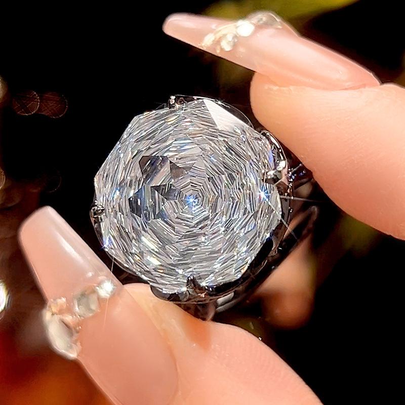 Bijoux Fond Cuivre Plaqué Or Imitation Taille Rose Couleur Trésor Couleur Luxe Léger Bague Or Noir Femme 16Mm