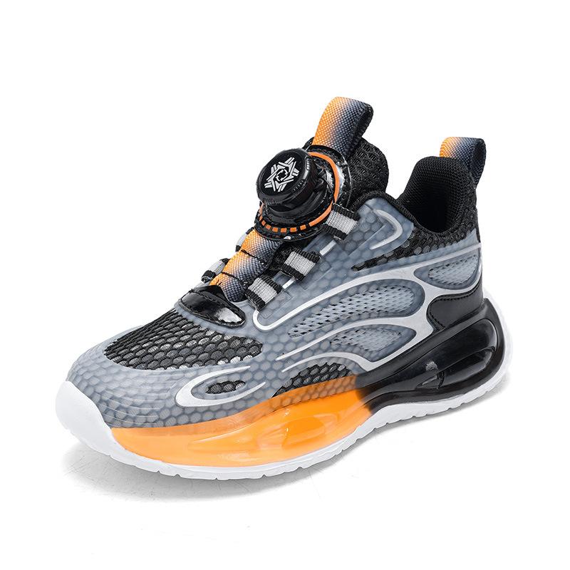 Children's breathable mesh single mesh sports classmates Boys 2025 spring and autumn new non-slip rotating button sneakers