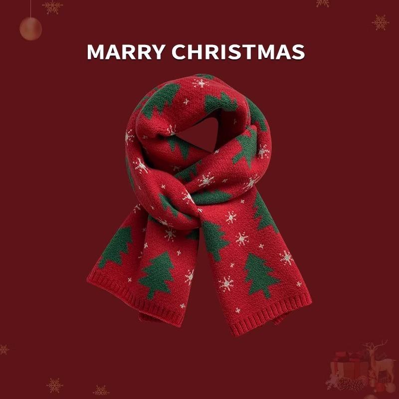 

Children s scarf autumn and winter new Christmas men s red warm children s wool knitted scarf girls thickened scarf Average size