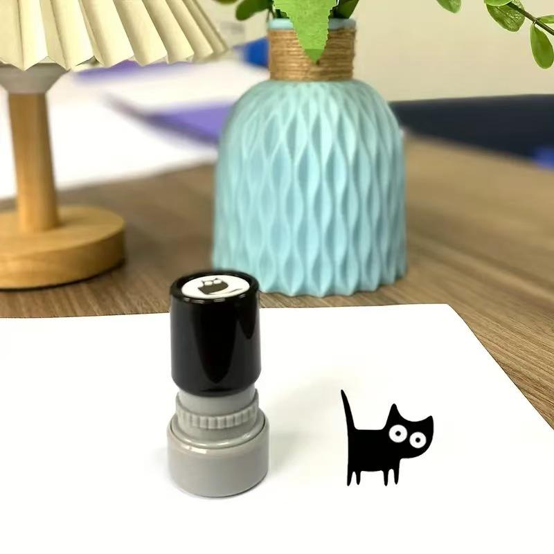 4 Styles Cute Cartoon Stamps Lovely Small Black Cat Stamp DIY Scrapbooking Decoration Diary Collage Stationery Bview Art Gift