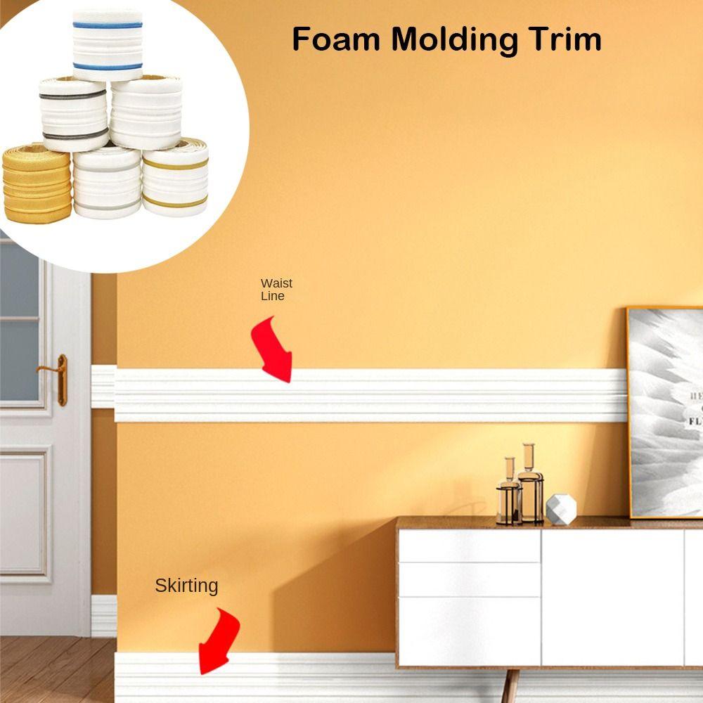 230cmX14cm Self-adhesive 3D Skirting Line XPE Foam Waistline Edge Banding Strip Tiles Border Paper