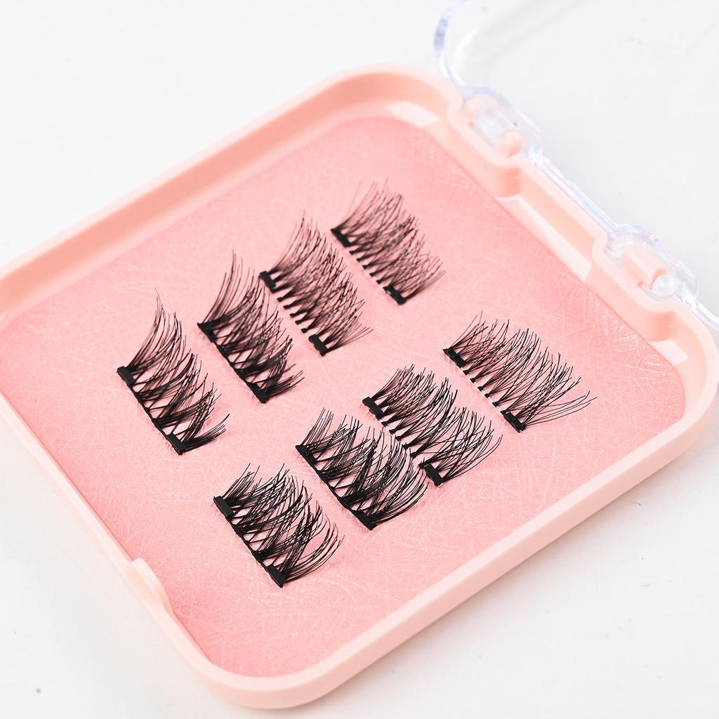 Tragbare magnetische künstliche Wimpern mit Pinzette - Neuer Stil, Rosa quadratisch-runde Box, Lang & Schlank.