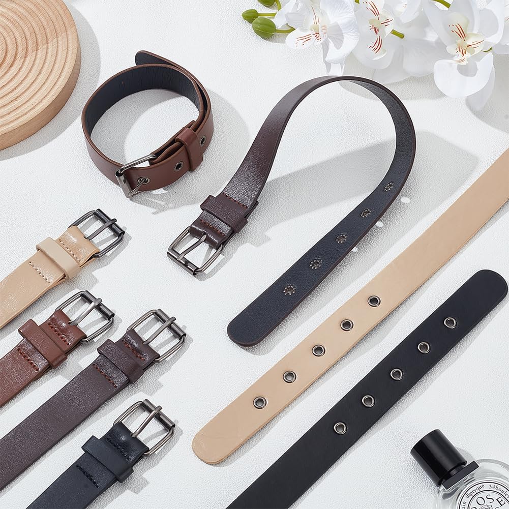 WEBEEDY 8 PCS Traditional Kilt Extender Straps 4 Colours Leather Cuff Belt Buckles PU Leather Adjustment Strap with Metal Square Buckle for Shirt