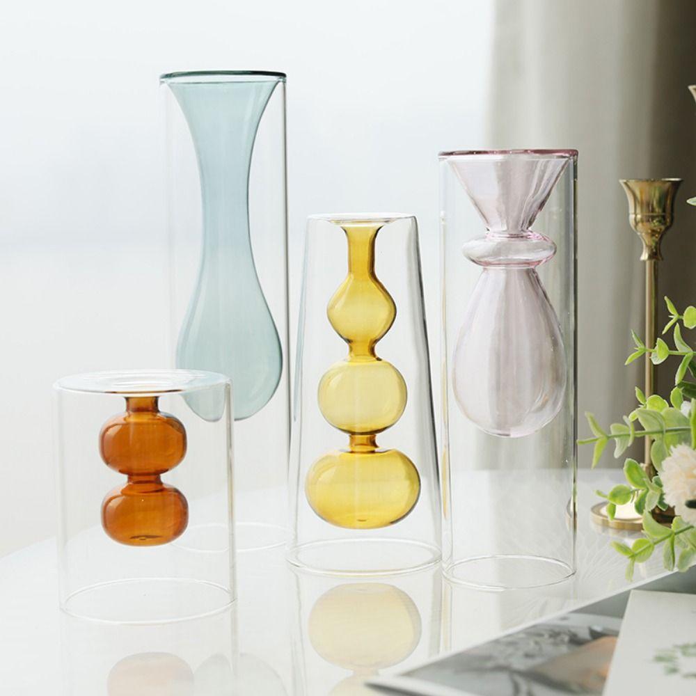 Household Transparent Table Decoration Flower Bottle Glass Vase Flower Vases Aromatherapy Bottle