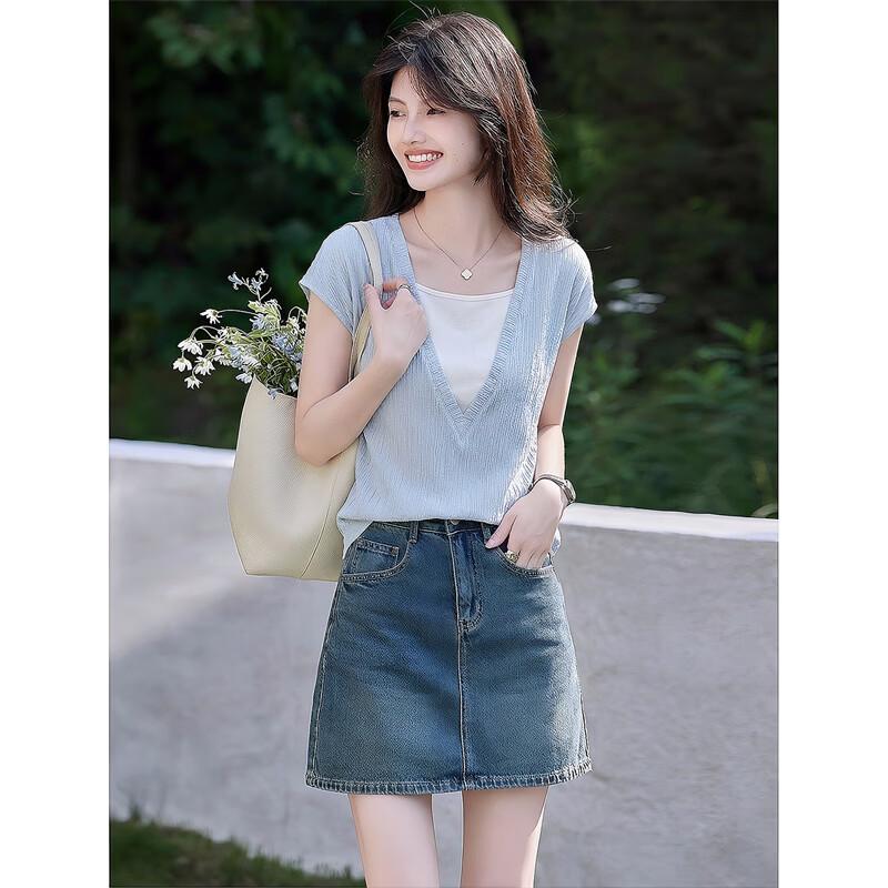 Women's Elegant Sleeveless Colorblock T-Shirt