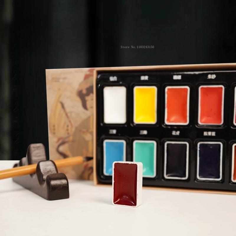 12/24Color Rubens Solid Chinese Painting Pigments Beginners Outdoor Travel Mineral Colors Ink Landscape Painting Art Supplies