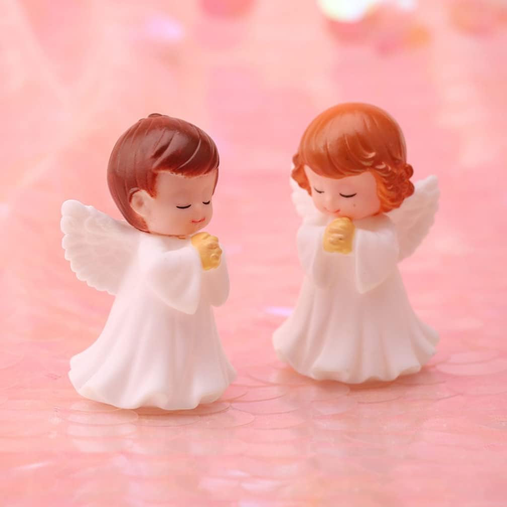 4Pcs Praying Angels Figurines, 2.55 inch Praying Angel Mini Plastic Angel Figurines for Garden Statue Home Decoration