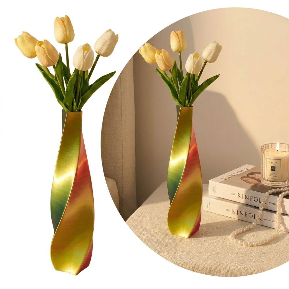 Gradient Color Modern Twisted Flower Bottle Flower Arrangement Plant Pot  Home Desktop Decorations