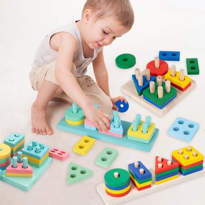 Montessori dřevěné třídící stohovací hračky puzzle pro batolata a děti předškolní hračka jemné motoriky na 1 rok