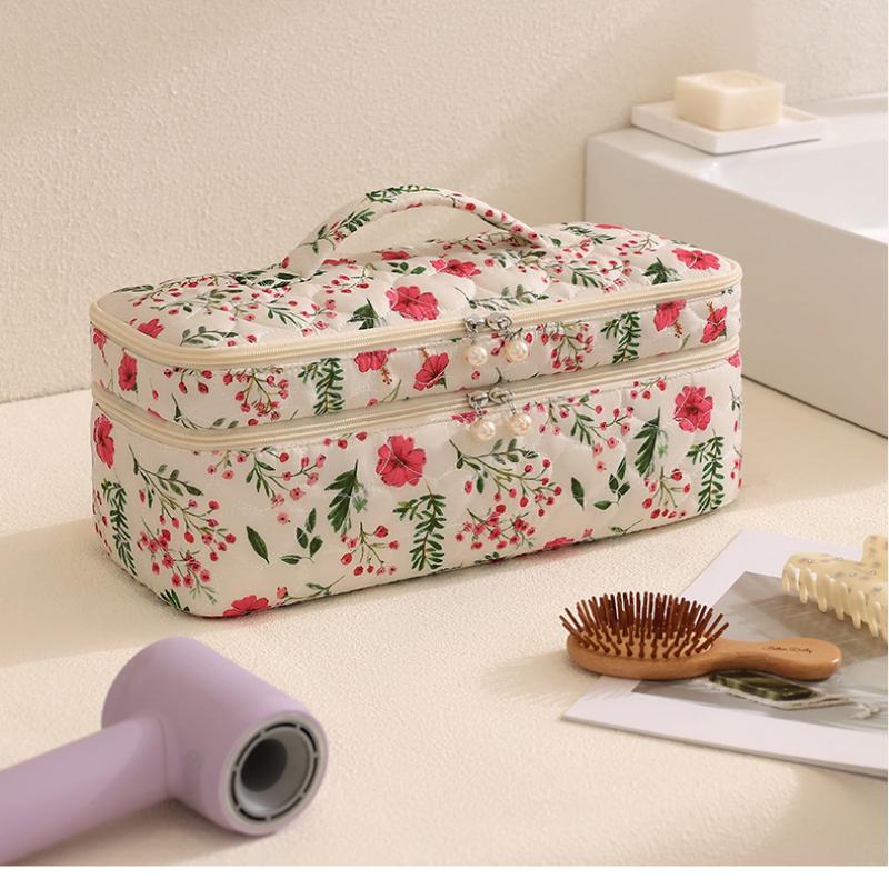 Bolsa de Almacenamiento para Secador de Pelo de Doble Capa Portátil Gran Capacidad a Prueba de Polvo Neceser para Rizador de Pelo con Asa Estuche de Transporte para Viajes